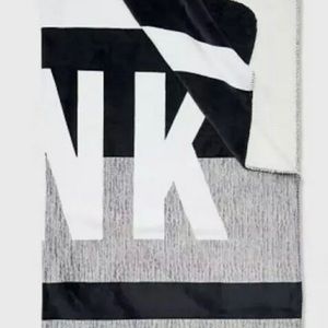 New Victoria’s Secret pink black and gray Sherpa throw 60 x 72”